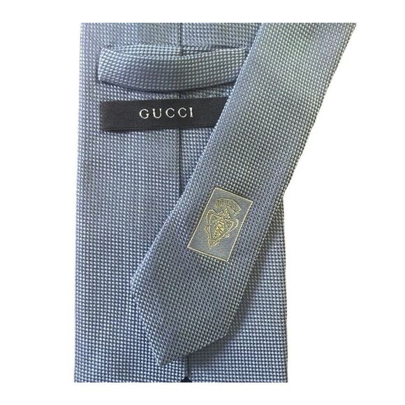 Gucci Modern Neck Tie Italy Made Silk Polka Dots Blue Men - Picture 1 of 8